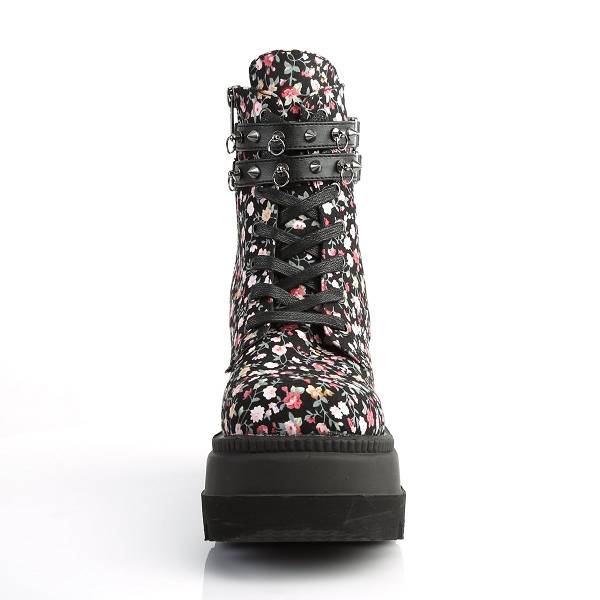 Demonia Women's Shaker-52ST Platform Boots - Floral Fabric D6803-71US Clearance